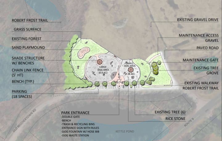 Shown here is the master plan for the Amherst Dog Park, which broke ground July 22.