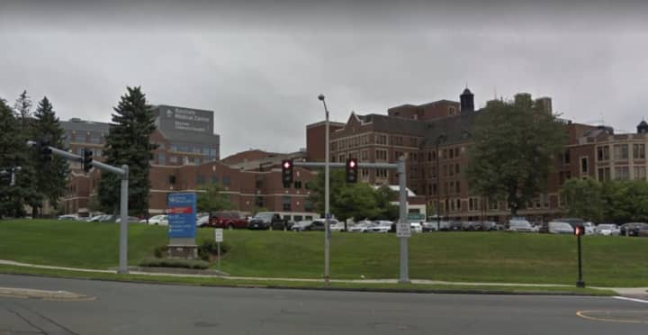 An outbreak of COVID-19 at Baystate Health has left 23 employees and 13 patients infected. Pictured here is the Baystate&#x27;s Springfield hospital.