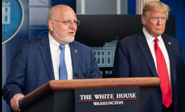 CDC Director Robert Redfield (left), emphasized the effectiveness of wearing face masks to prevent COVID-19 during a hearing on Sept. 15. Trump (right) has waffled on his support of the medical equipment.
