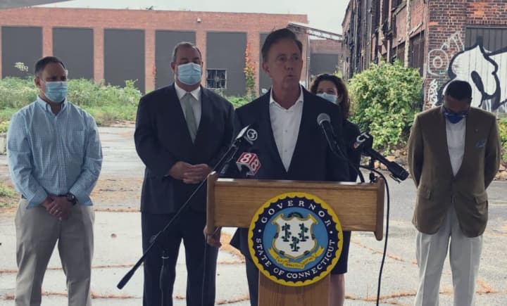 Connecticut Governor Ned Lamont at a press conference in late-September.