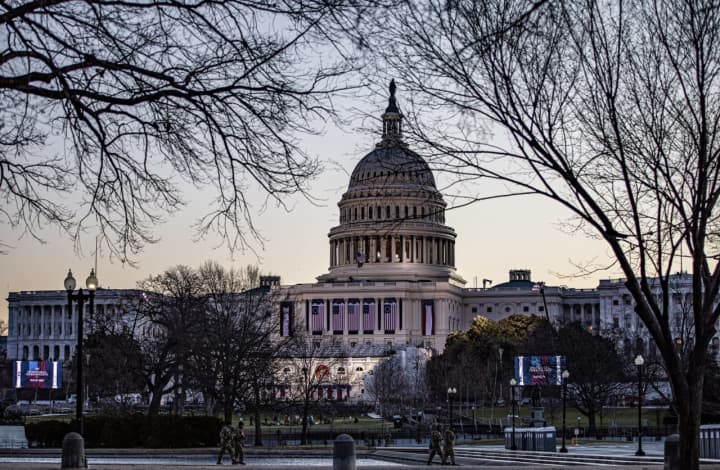 U.S. Capitol Building in preparation for the presidential inauguration in 2021