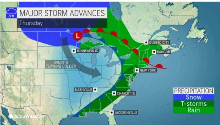 A major storm system that will bring dangerous severe weather to the Midwest will make its way to the Northeast toward the end of the workweek.
