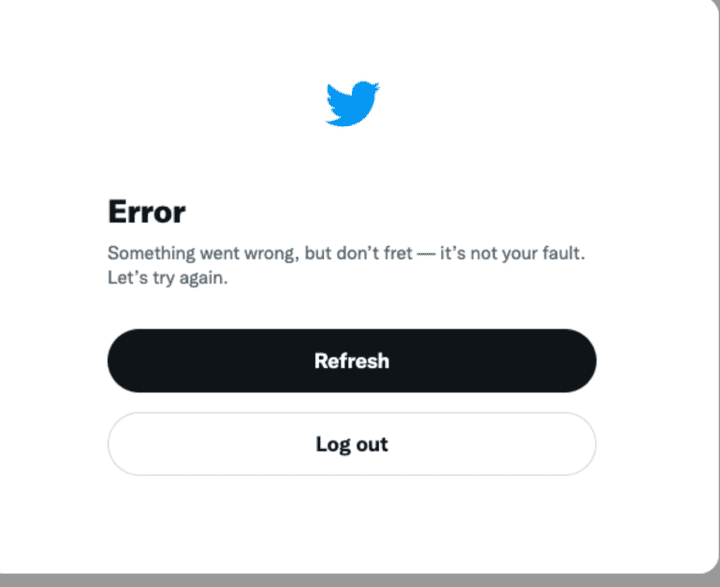 An error message appearing on Twitter Thursday morning, July 14.