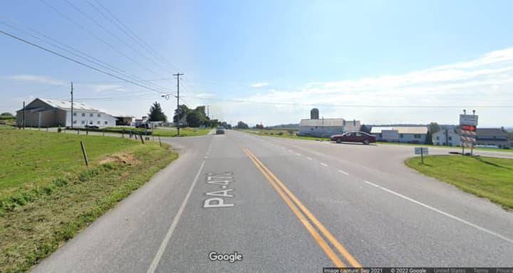 The intersection where the deadly crash happened at Kirkwood Pike/State Route 472 and Noble Road in Colerain Township.