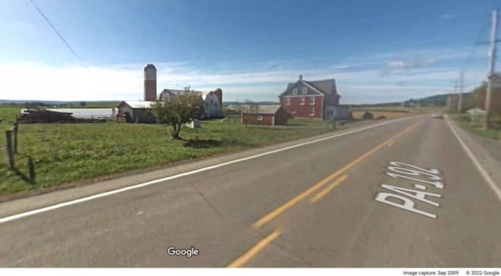 The Amish farm showing the silo where the trio got stuck; located at 2926 Lower Brush Valley Road in Potter Township.