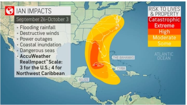 A look at impacts along the East Coast from Hurricane Ian through Monday, Oct. 3.