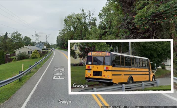 The 500 block of Haven Road in Newberry Township where the crash happened and an F&amp;S Transportation school bus which runs the bus pick-ups for the Northeastern School District.
