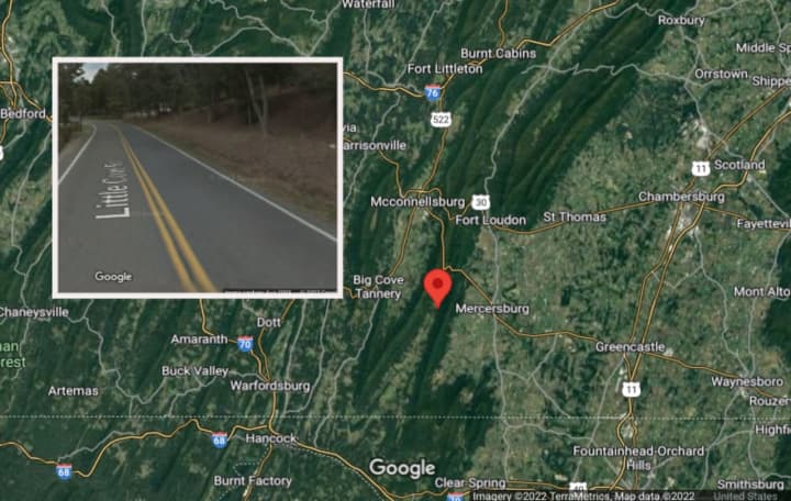 Little Cove Road in Pennsylvania where the deadly crash happened.