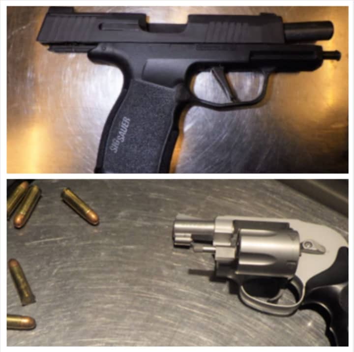 The two loaded guns found at Pennsylvania airports (PIT top; HIA bottom).