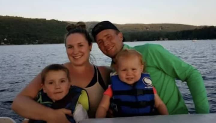 Jeff Dulude, seen here with his partner Kat and two young children, died after suffering a brain aneurysm on Christmas Eve. His loved ones started a GoFundMe to pay for his medical bills and support his partner and children.