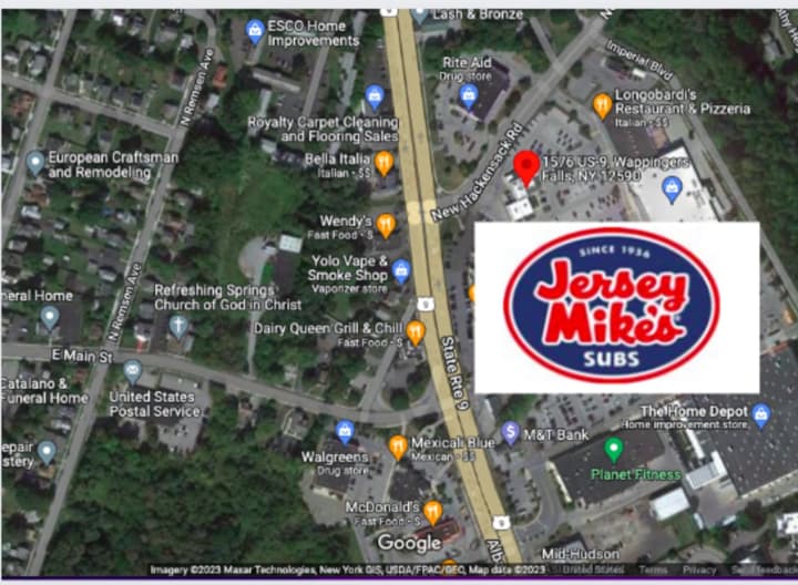 The new Jersey Mike&#x27;s will be at  1576 Route 9 in Wappinger Falls (marked in red).