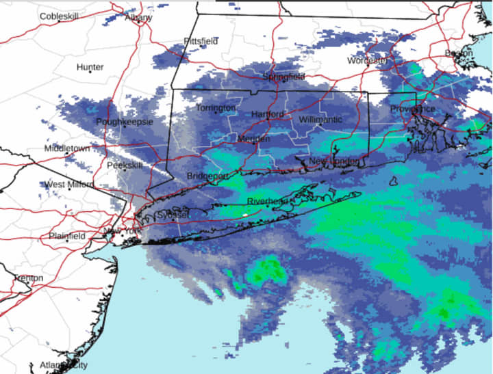 A radar image of the region just before 7:30 a.m. Tuesday, Feb. 28.