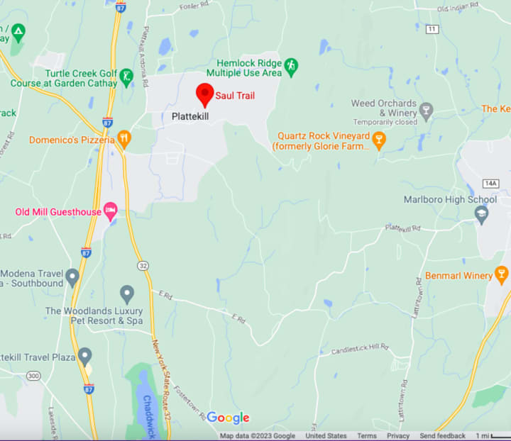 Saul Trail in the town of Plattekill (marked in red).