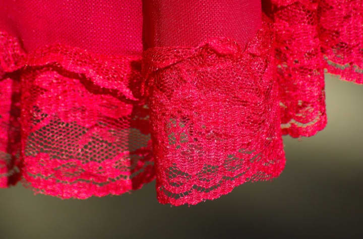 Red lacy woman&#x27;s lingerie.