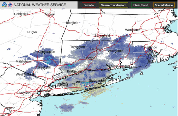 A radar image of the region at around 8 a.m. Tuesday, March 28.