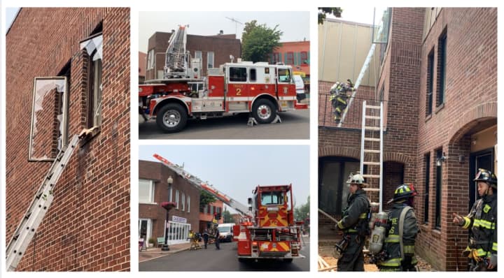 The fire was contained to the building in the 3200 block of Jones Court NW.