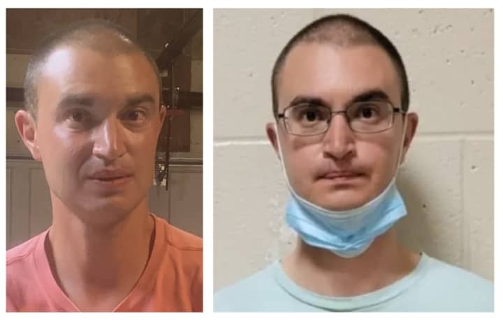 Joshua Black (left) after his latest arrest and after his 2022 arrest by UMD police.