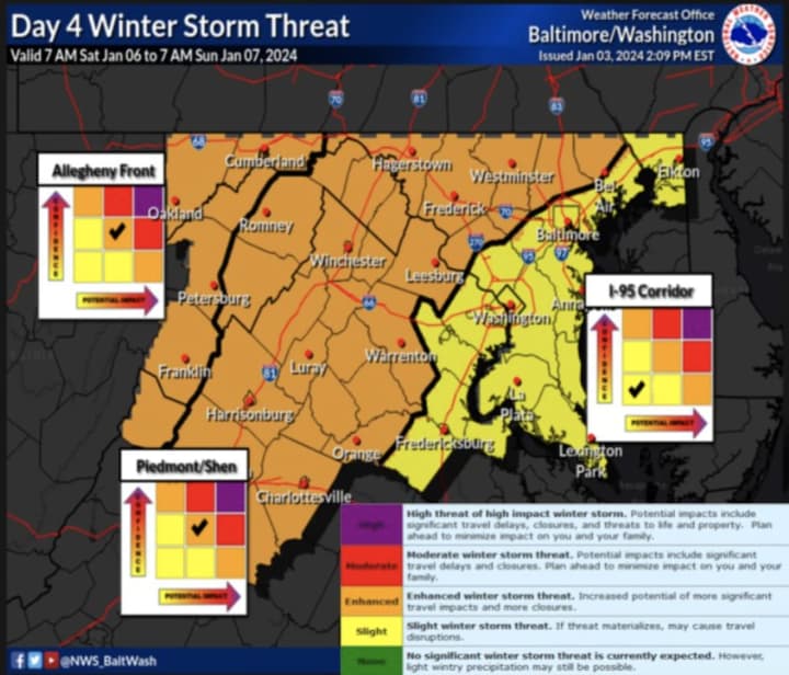 The winter storm threat for the weekend in the DMV region.