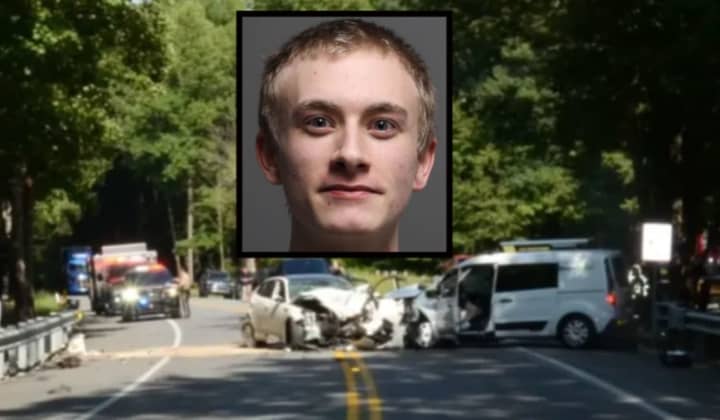 Gavin Kline and the scene of the three-vehicle crash that killed Bethany Welch that he is accused of causing while high on drugs.&nbsp;