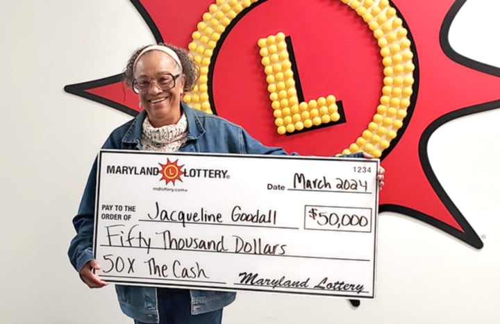 Prince George's County resident&nbsp;Jacqueline Goodall won $50,000 on&nbsp;a&nbsp;50X The Cash ticket.