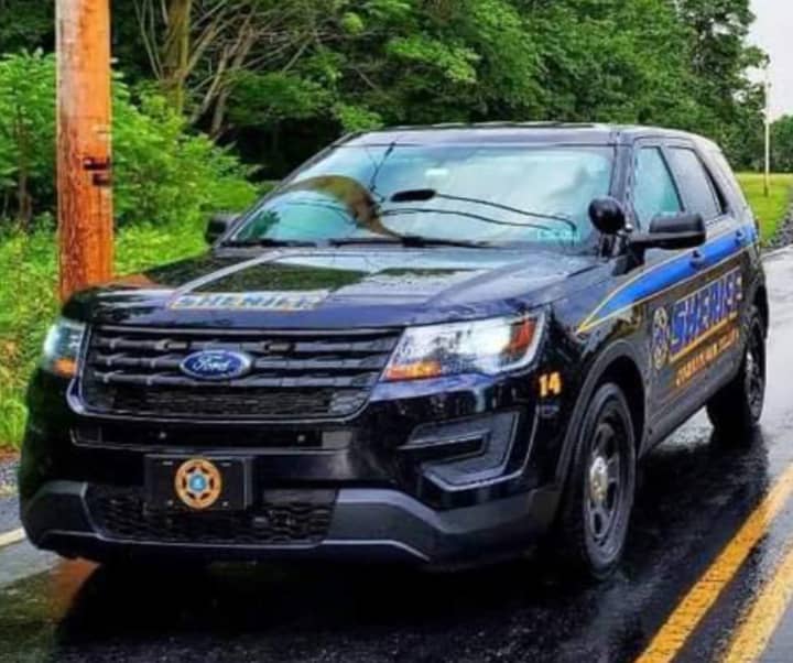 A Cumberland County Sheriff's office vehicle similar to the one that was struck head-on while responding to a call, Pennsylvania State Police say.