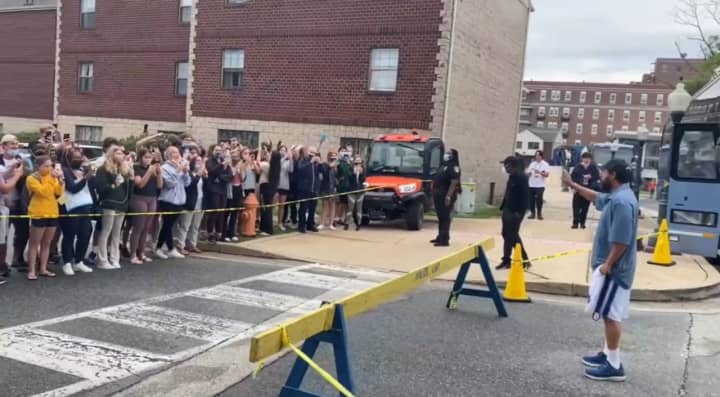 The 55-year-old actor and comedian was met by a group of La Salle University students singing happy birthday outside of Tom Gola Arena as he shot a scene for his new movie, &quot;Hustle.&quot;