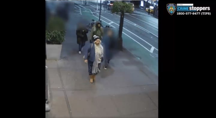 The NYPD released video showing three women suspected of attacking a New Jersey man on his way to the PATH train early Saturday