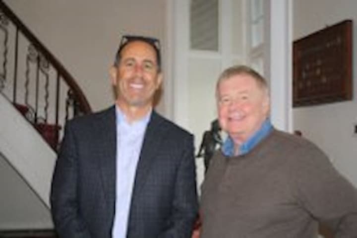 William Guyre, right, of Wainwright House in Rye, with Jerry Seinfeld..