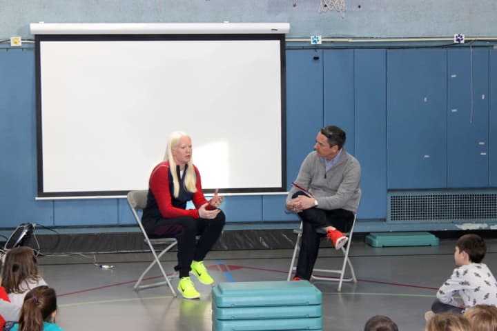 Paralympic rower Jaclyn Smith spoke with students at Colonial School on Friday, Dec. 16. Smith, who helped Team USA to a silver medal, is partially blind and talked to students about diversity. The discussion was moderated by parent Dave Mingey.
