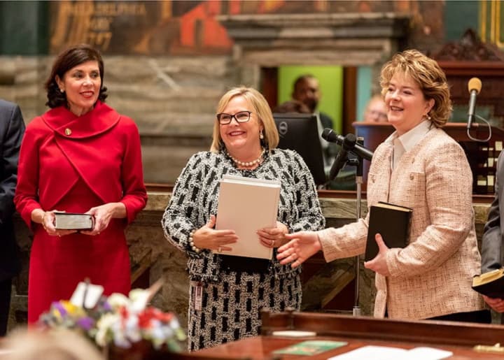 Pennsylvania Senate Swearing-In Day 2019, from left to right: Senators Kristin Philips-Hill, Judy Ward and Michele Brooks.