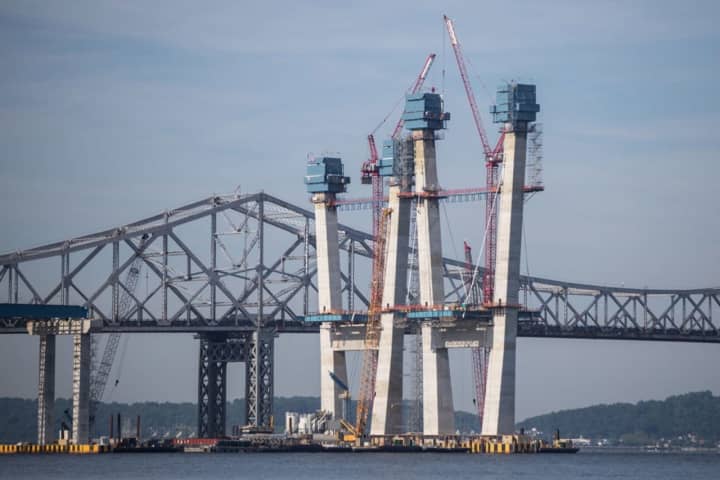 The new Tappan Zeen Bridge&#x27;s first set of stay cables started going up in July. They will anchor the main deck to the span&#x27;s towers.