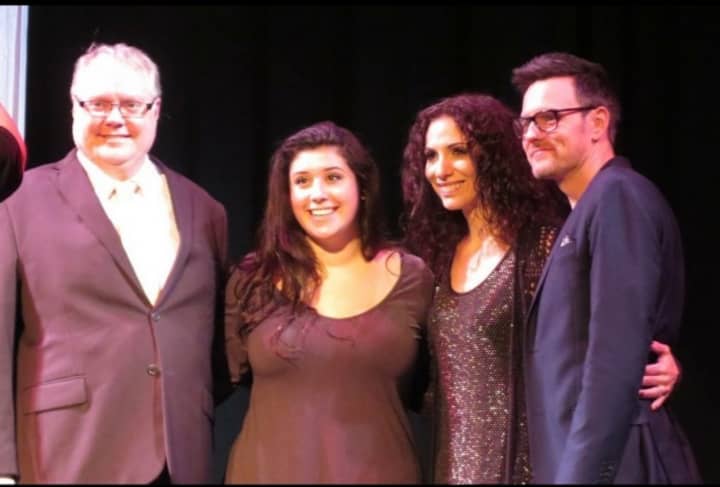 Westchester Teen Idol winner Brianna Marangiello with the competition’s judges Dan Montez, Brian Gallagher and Angela DeCicco.