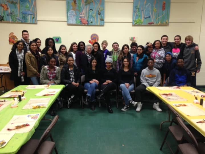 Twenty-eight students from Walter Panas High School&#x27;s Inter-Ethnic/United Nations Club met at the United Methodist Church in Peekskill to set up the dining room to feed about 180+homeless and needy people on Thanksgiving.