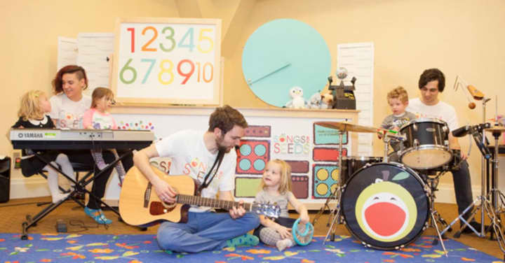 Songs for Seeds features 45-minute classes where young children sing, dance and play along with a three-piece live band.