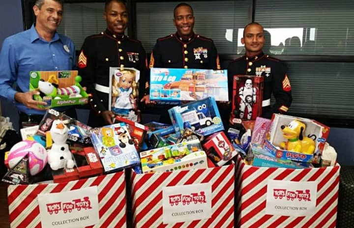 Look for the three Toys for Tots collection bins around Pound Ridge.