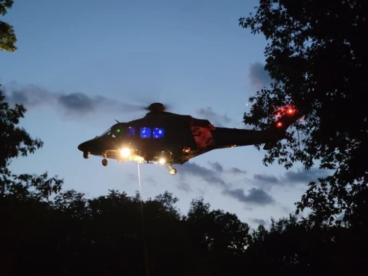 The police helicopter tracked the stolen vehicle to I-695.