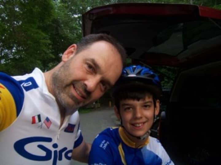 Father and son Ed and Jordan Barros ride with Team C4C, or Cycle 4 Cures.