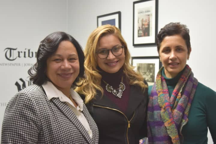 Celia Bacelar-Palmares, Emanuela Palmares and Angela Barbosa of Tribuna Media and The New American Dream Foundation