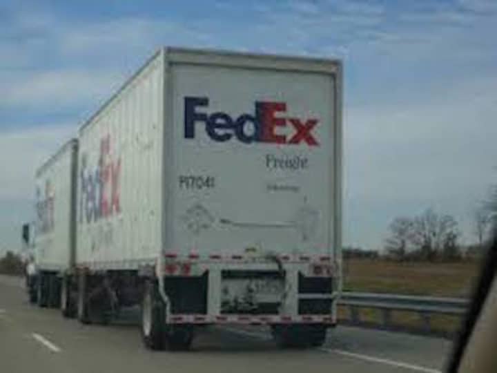 A FedEx tractor-trailer.