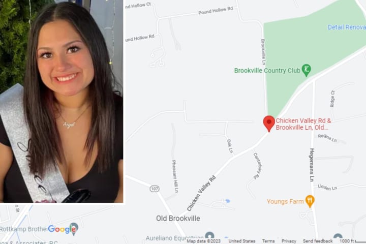 Angelia Dominguez, age 16, died following a crash on Chicken Valley Road near Brookville Lane (red pin) in Old Brookville early Sunday, Jan. 8.