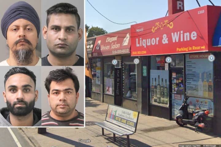 Nassau County Police arrested (from top left) Sukhjinder Singh, Partish Wadhwa, Karanbir Singh, and Michael Chowdhury following an investigation into nicotine and alcohol sales to minors at businesses in Nassau County.