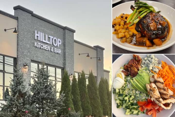 Hilltop Kitchen &amp; Bar, located in Syosset on Jericho Turnpike, opened for business in January 2022. Pictured (above) is the Hilltop Chop and the Hilltop Cobb.