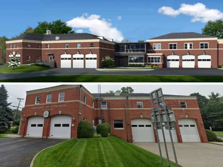 The addition, depicted in the above image as a rendering, would expand the Chappaqua fire station at 491 King St., seen in the image below.