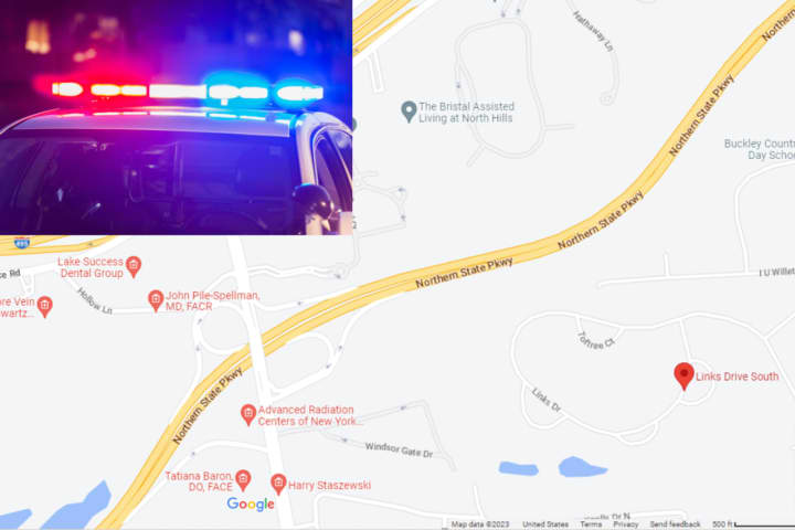 A nanny and two kids were inside when a burglar smashed their way into a North Hills home, located on Links Drive South (indicated by the red pin), Wednesday night, March 22.