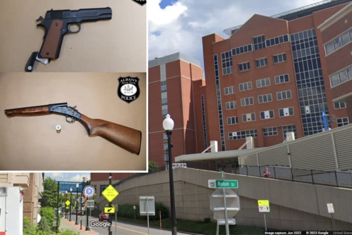 The man accused of threatening an employee before barricading himself inside Albany Medical Center on Monday, March 27, sparking a lockdown and police standoff that lasted nearly five hours, was armed with a shotgun and BB gun, police said.