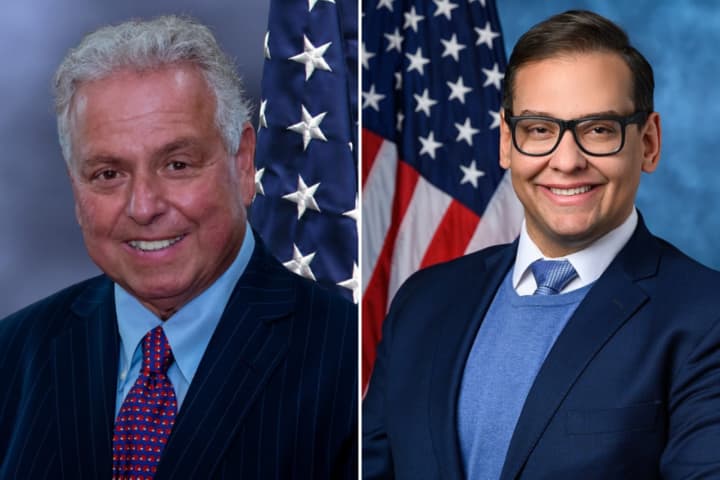 Michael Sapraicone (left) announced his campaign to unseat embattled New York Rep. George Santos on Tuesday, July 25.