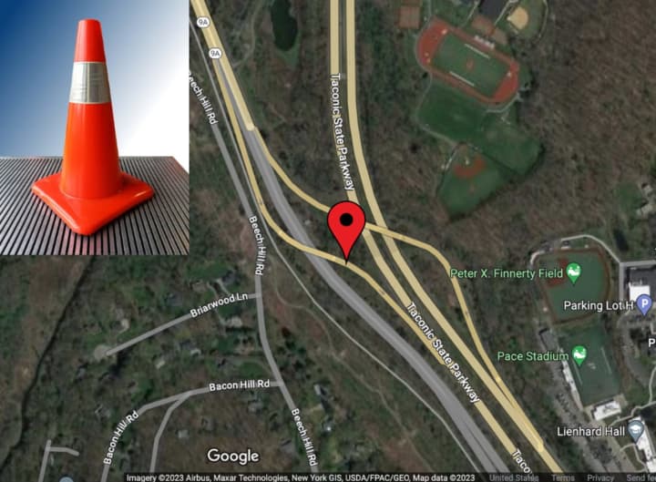 The ramp leading between Route 9A/100 to the southbound Taconic State Parkway in Mount Pleasant will close for guide rail work.