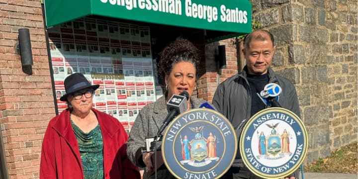 Assemblywoman Gina Sillitti (Center) speaking on her bill with State Sen. John Liu (Right), and Susan Lerner (Left), Executive Director of Common Cause NY on Friday, Dec. 8.&nbsp;
