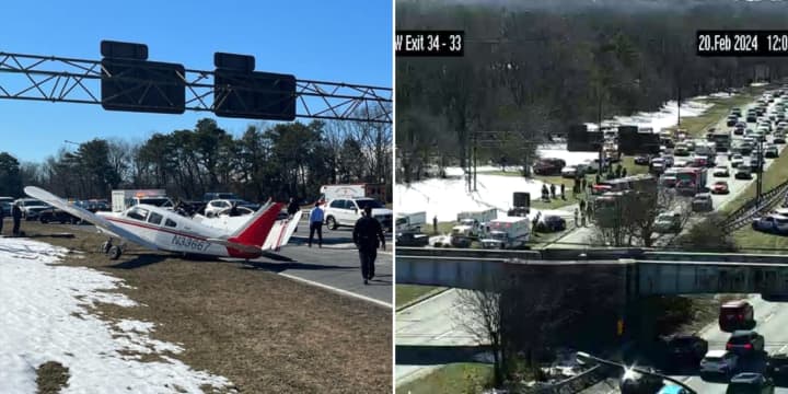 A small plane was forced to make an emergency landing on the Southern State Parkway in East Farmingdale on Tuesday morning, Feb. 20.&nbsp;