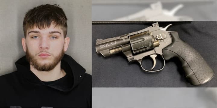 Bryce Carpenter, age 21, is accused of robbing two victims while brandishing a BB gun (pictured) in Cohoes early Monday, April 15.&nbsp;